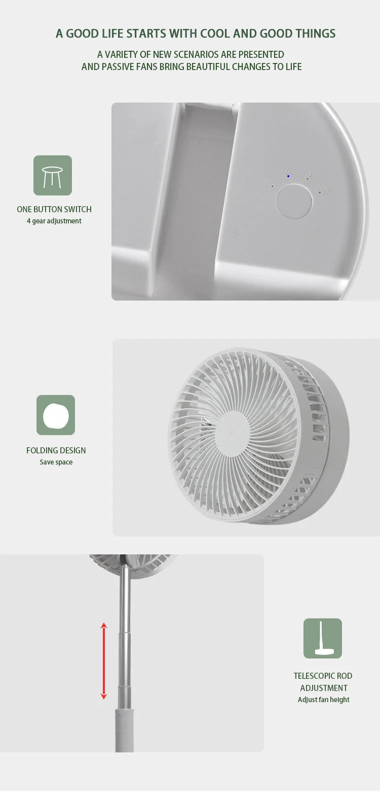 Voltura FoldPro™ — Whisper-Quiet, Foldable, and Portable Oscillating Fan